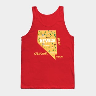 Nevada State USA Illustrated Map Tank Top